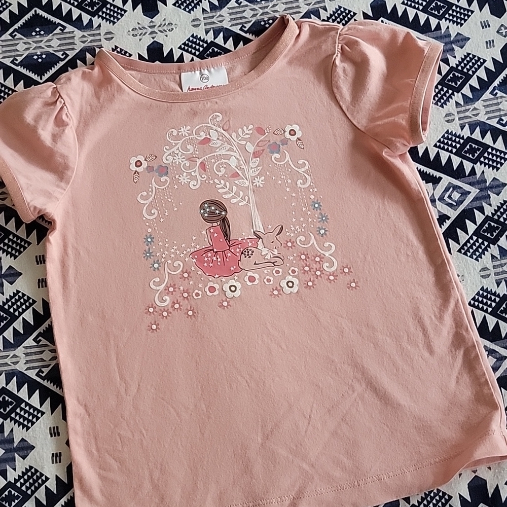 Hanna Andersson Blush with Sparkle Trim Tee